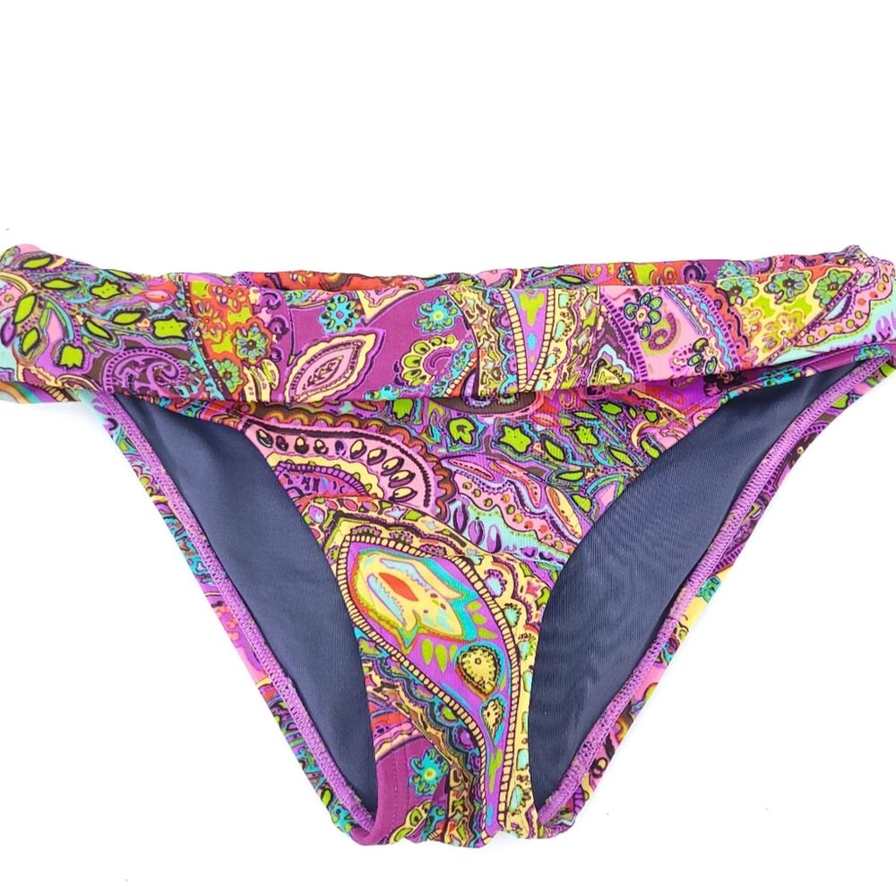 Victoria's Secret Bikini Bottom Swimsuit Size XS Purple Paisley, Foldover